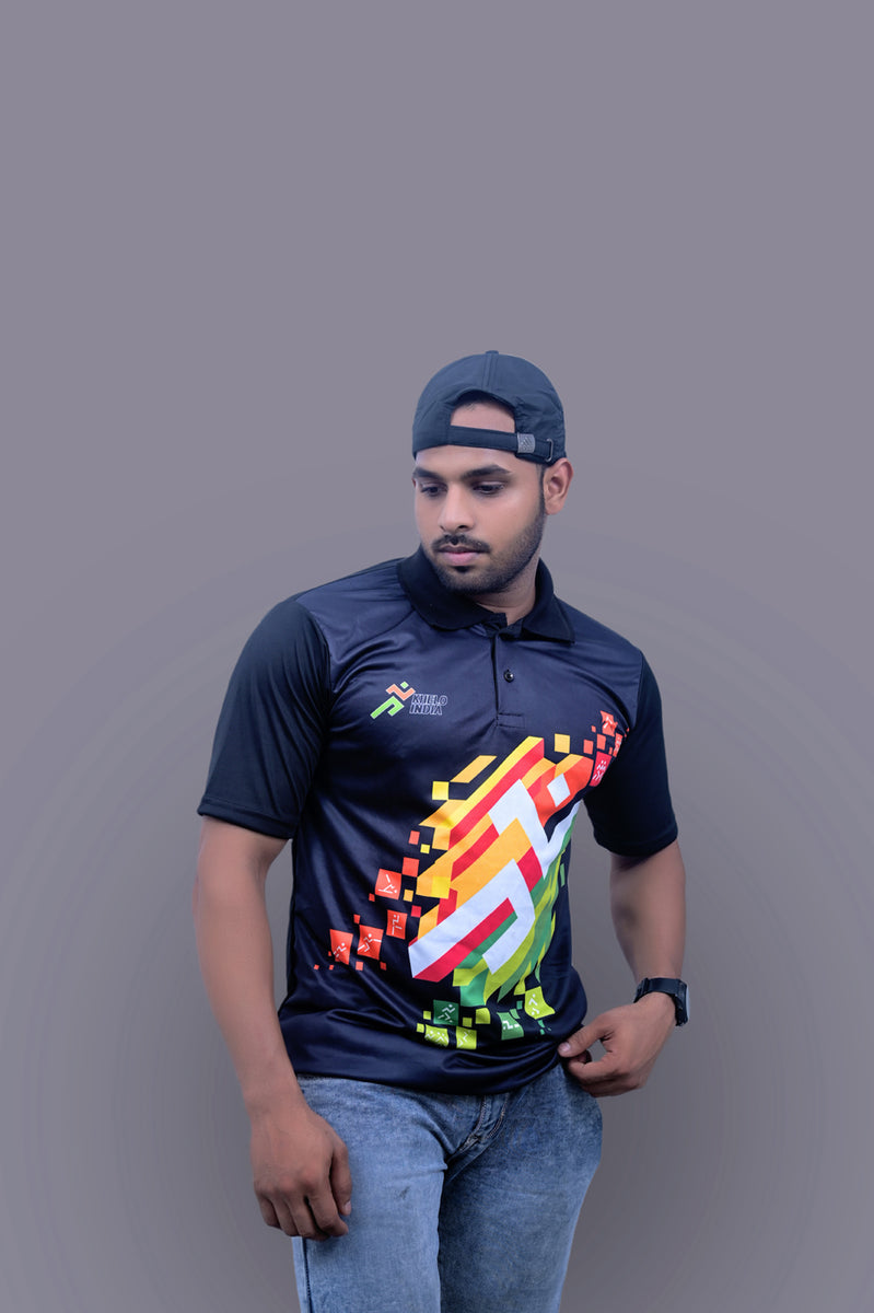 Khelo India Full Black Tshirt – Veer Vastra