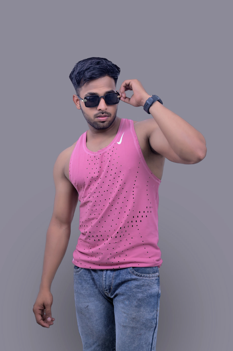 Pink Laser Gym Fitness and Sports Vest