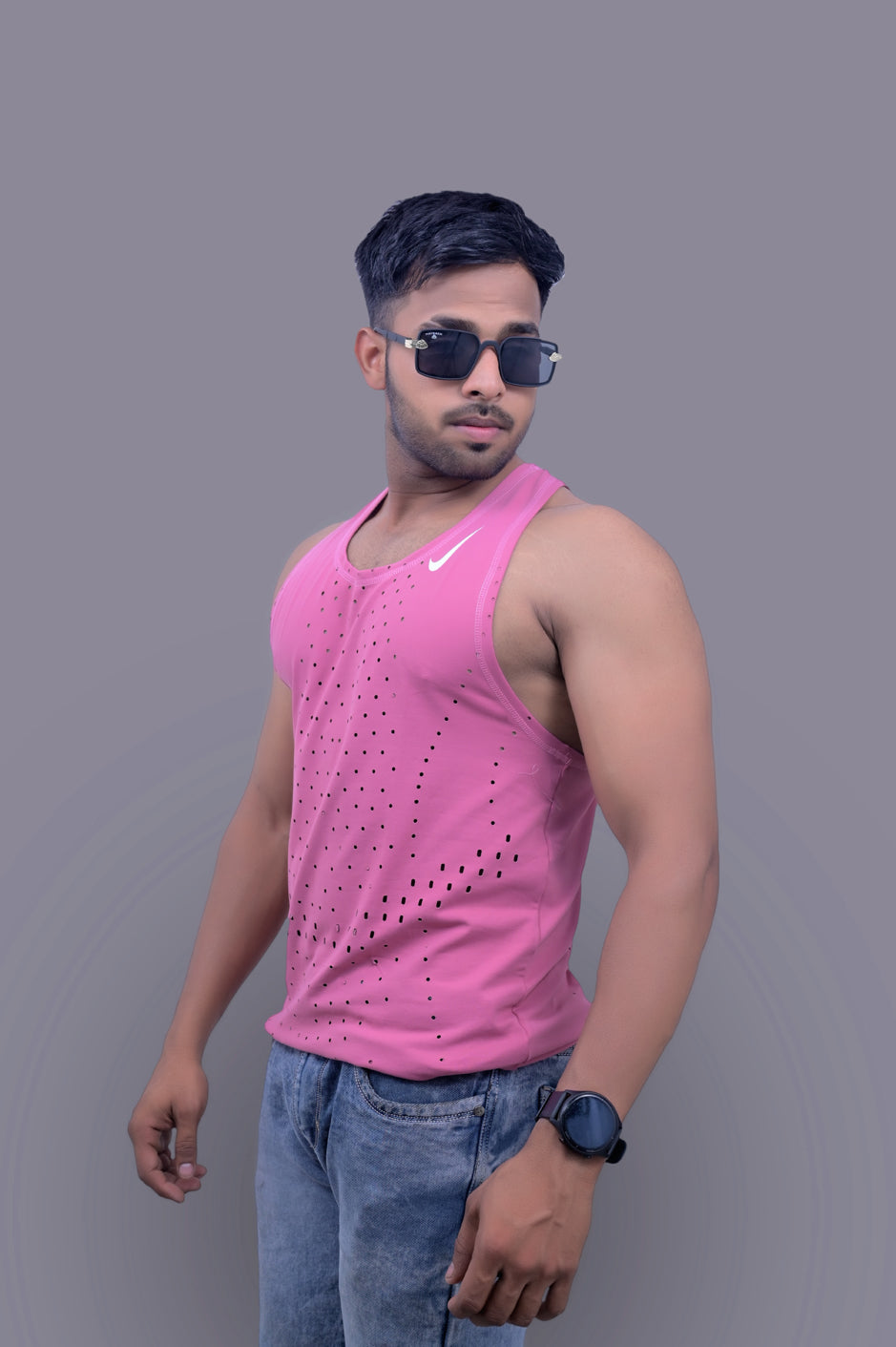 Pink Laser Gym Fitness and Sports Vest