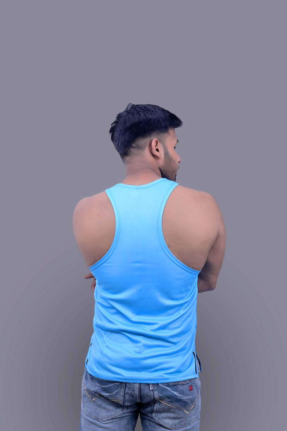 Classical Sky Blue Gym Fitness and Sports Vest