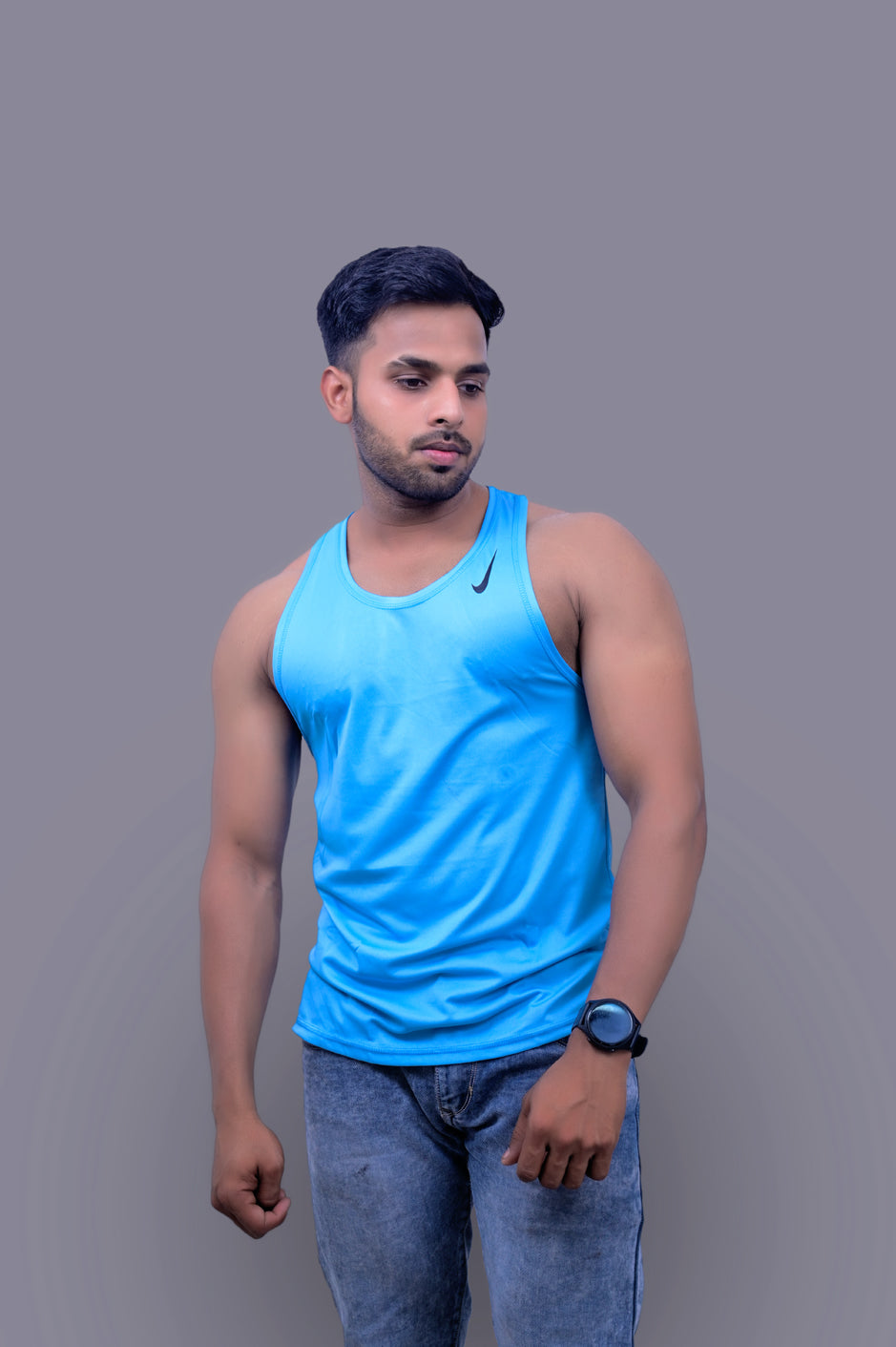 Classical Sky Blue Gym Fitness and Sports Vest