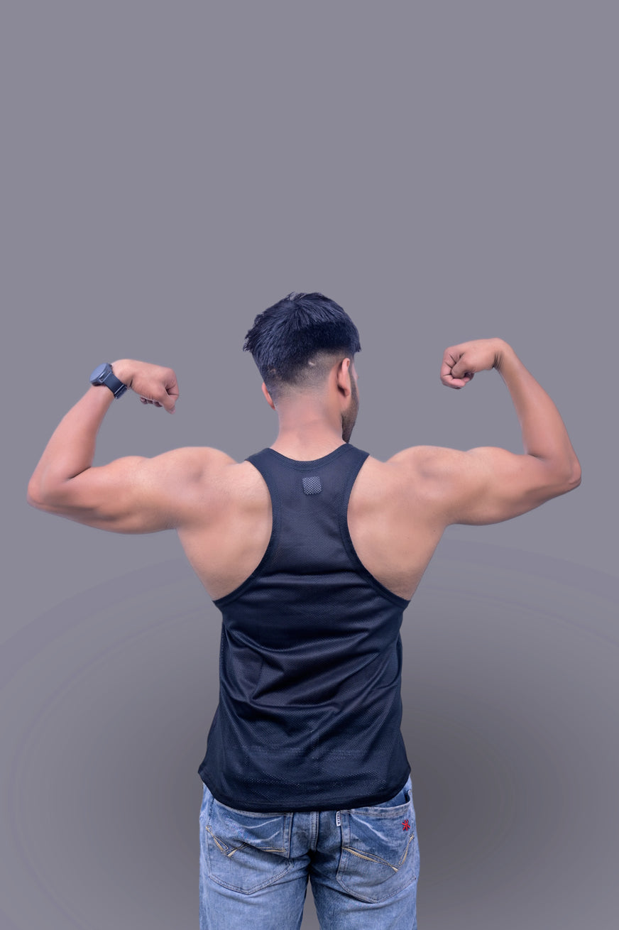 Khelo India Black Sando Vest