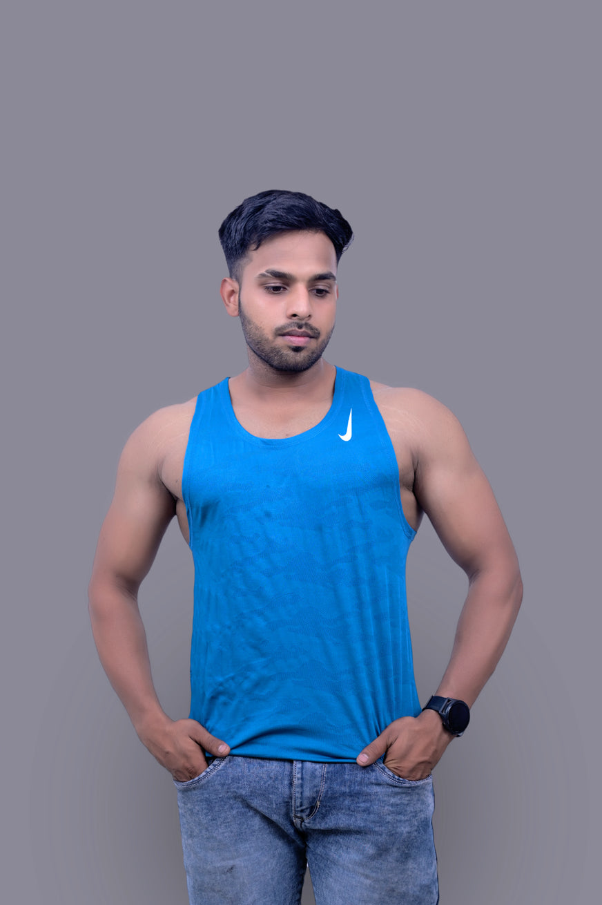 Classical Blue Gym Fitness and Sports Vest