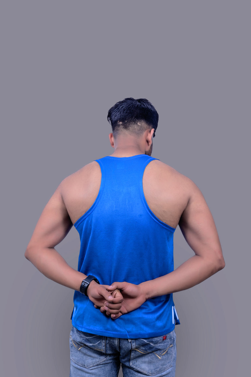 Solid Blue Gym Fitness and Sports Vest