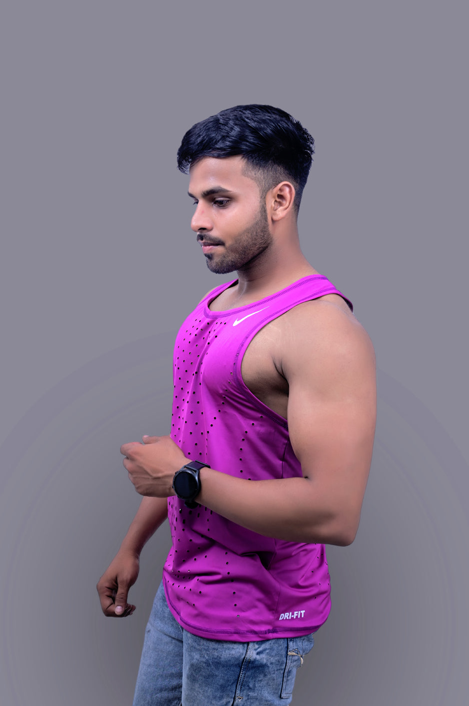 Magenta Laser Gym Fitness and Sports Vest