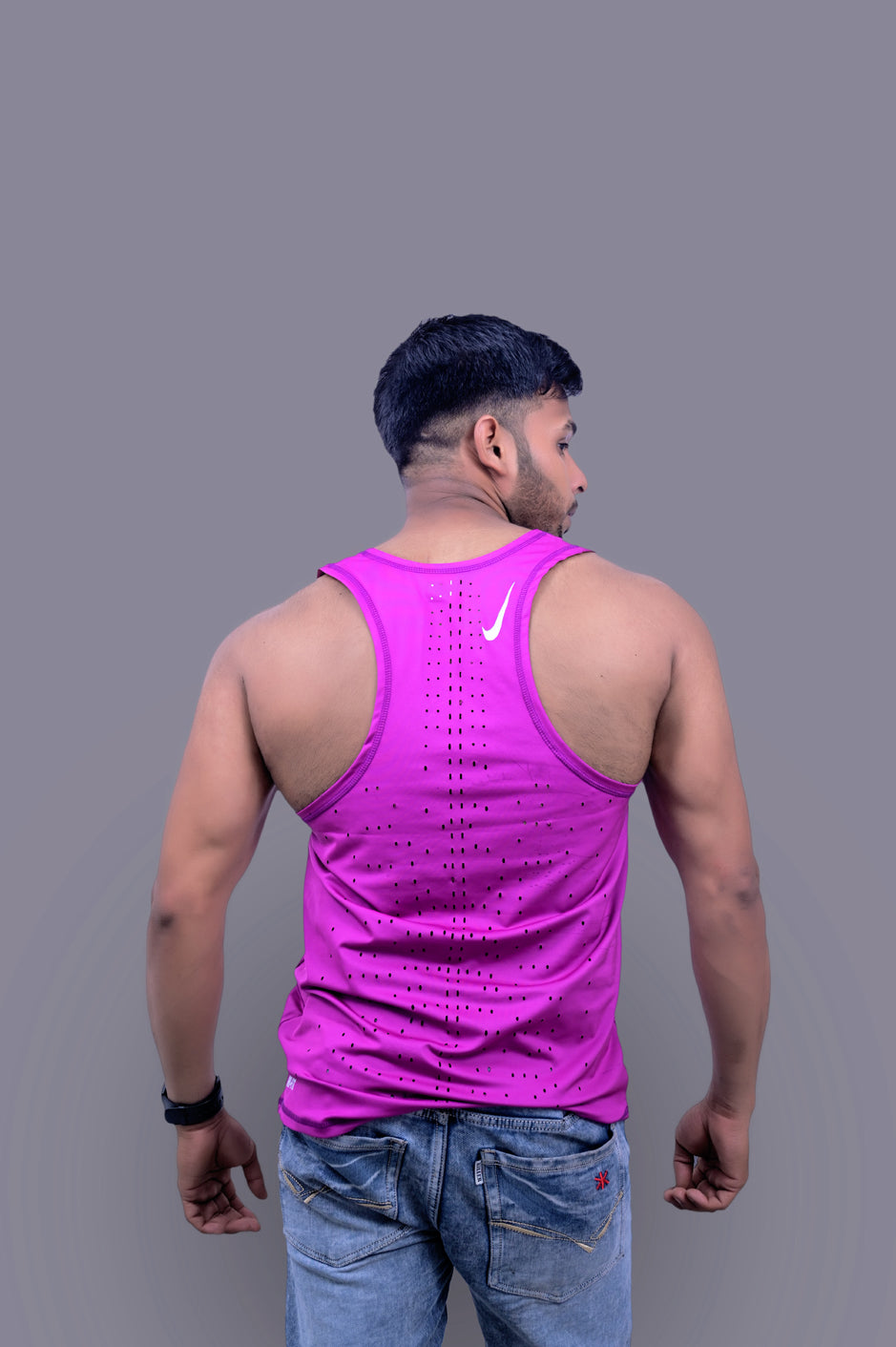 Magenta Laser Gym Fitness and Sports Vest