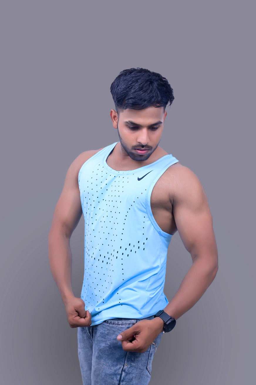 Cyan Laser Gym Fitness and Sports Vest