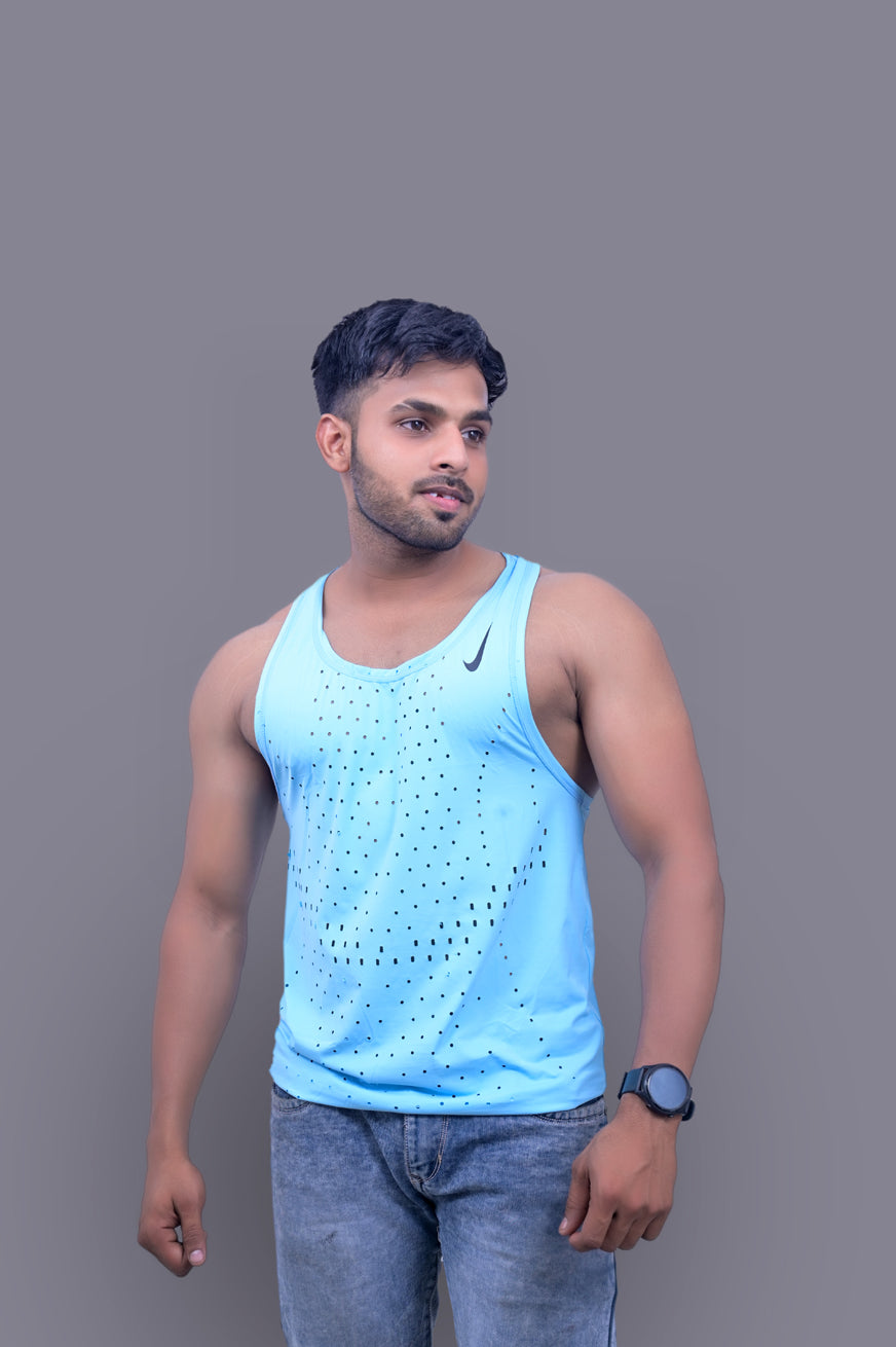 Cyan Laser Gym Fitness and Sports Vest