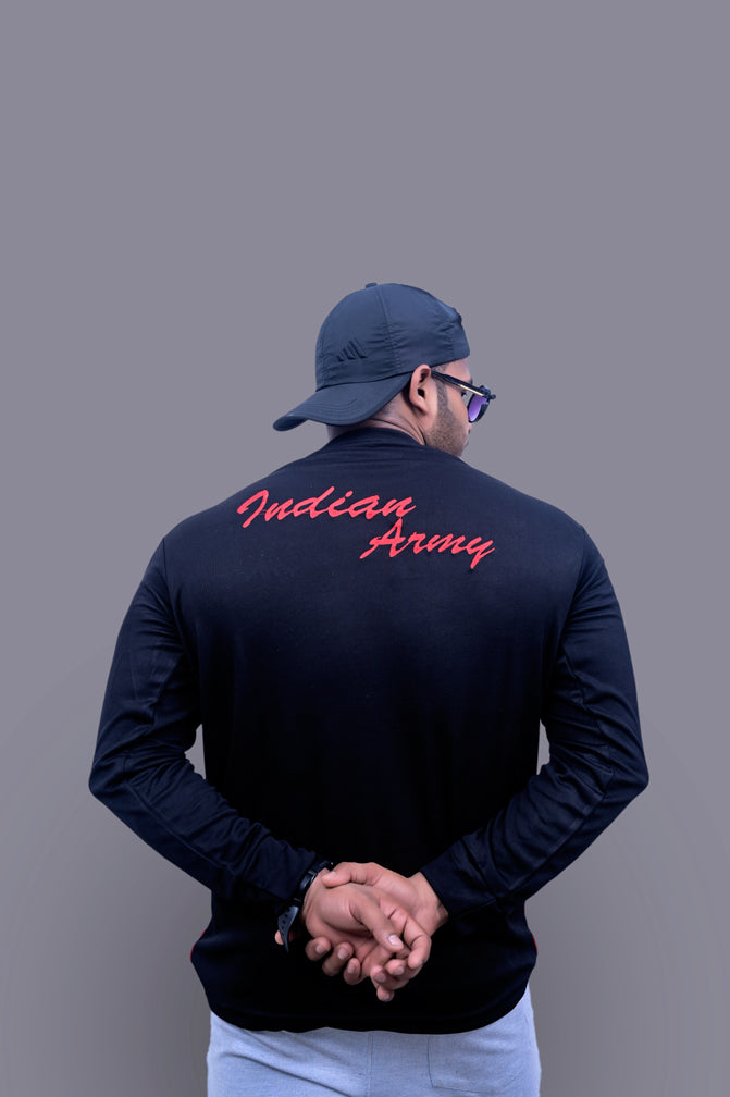 Indian Army Black Red Full Sleeve Tshirt