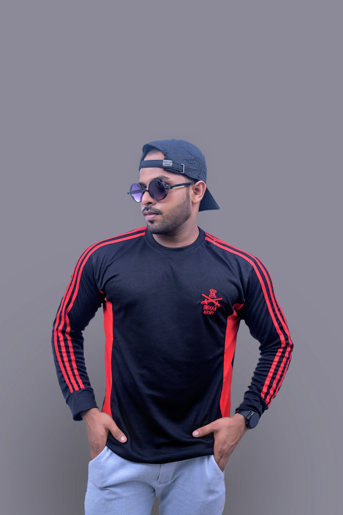 Indian Army Black Red Full Sleeve Tshirt