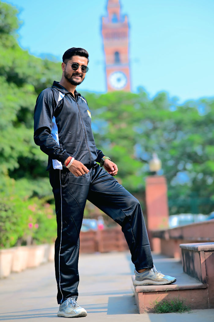 Premium Track Suit – Black White with Indian Flag