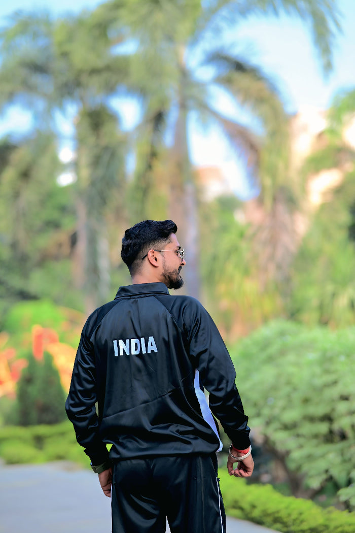 Premium Track Suit – Black White with Indian Flag