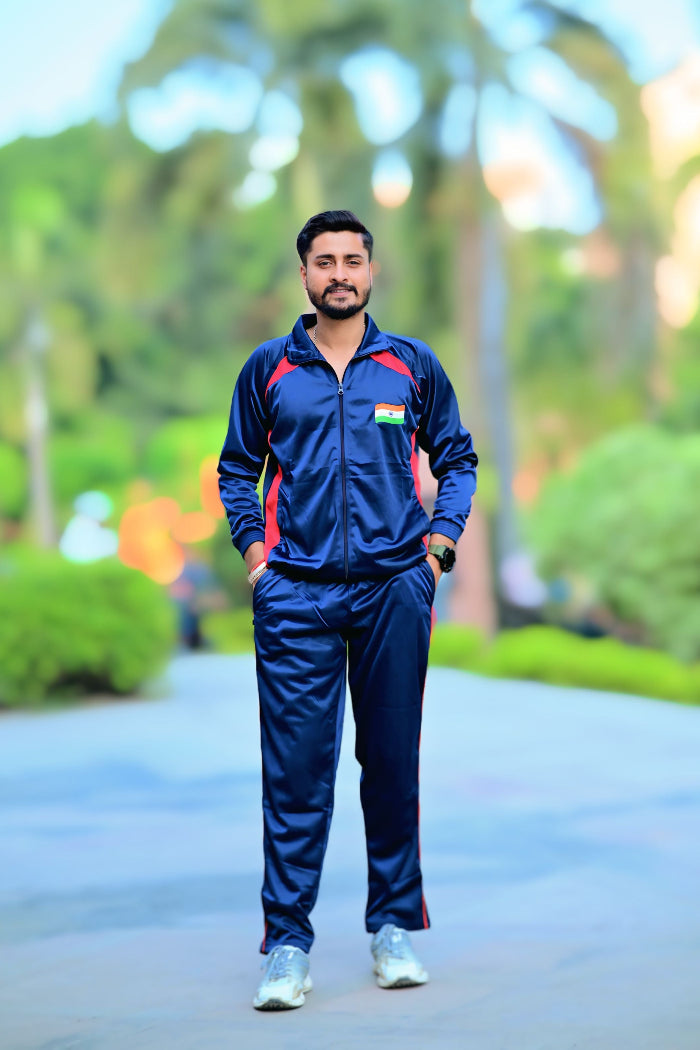 Premium Track Suit – Blue Red with Indian Flag