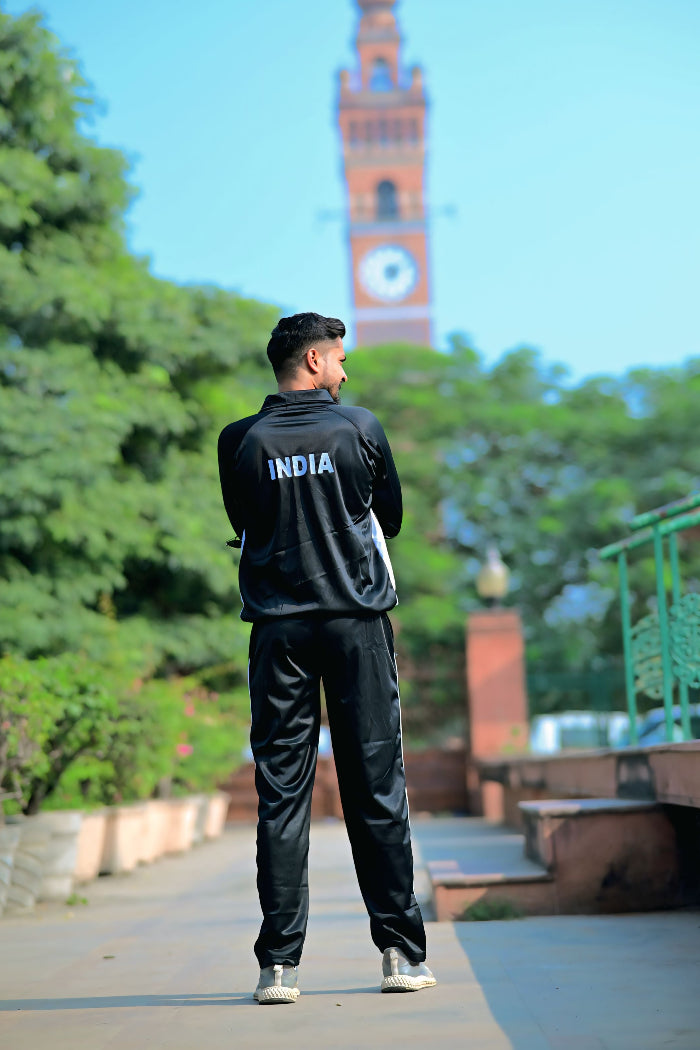 Premium Track Suit – Black White with Indian Flag