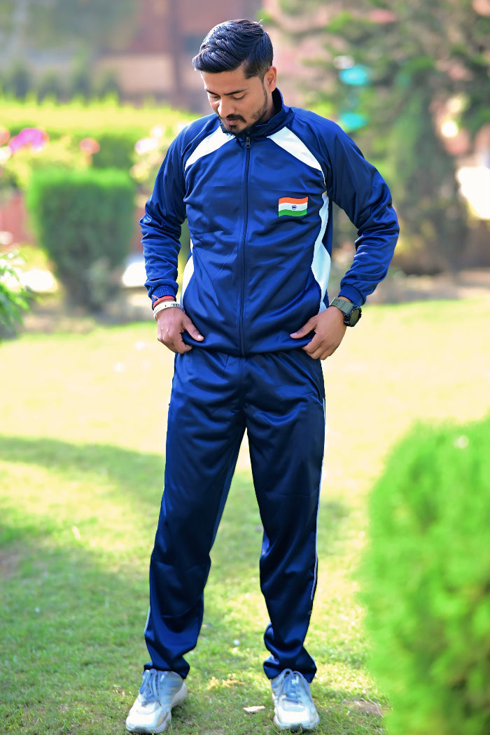 Premium Track Suit – Blue White with Indian Flag
