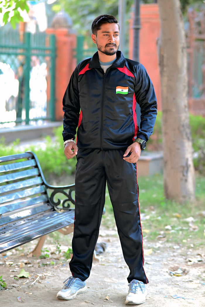 Premium Track Suit – Black Red with Indian Flag