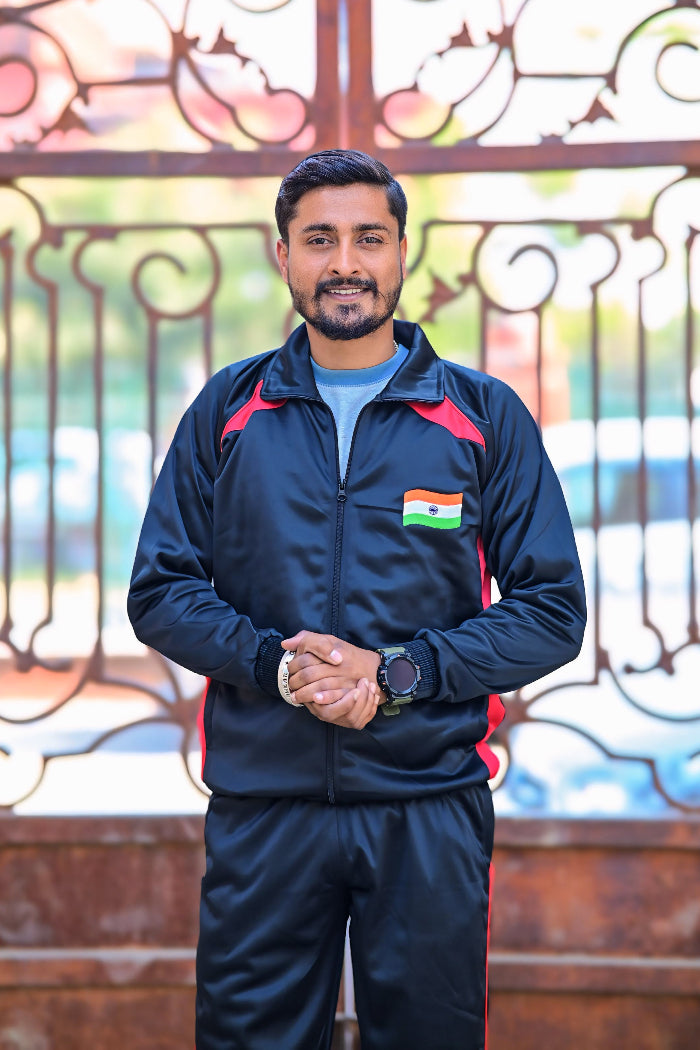 Premium Track Suit – Black Red with Indian Flag