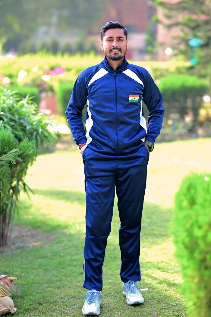 Premium Track Suit – Blue White with Indian Flag