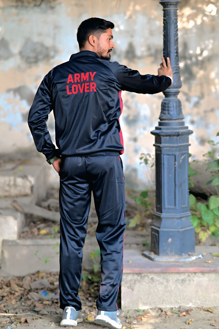 Premium Army Lover Track Suit – Black Red