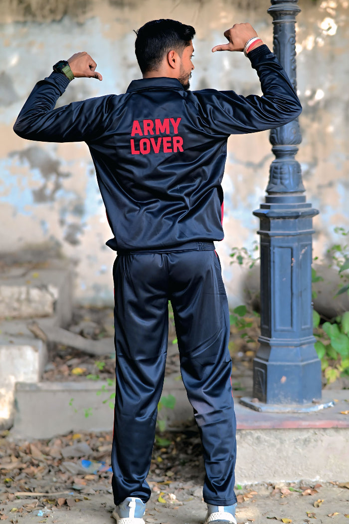 Premium Army Lover Track Suit – Black Red