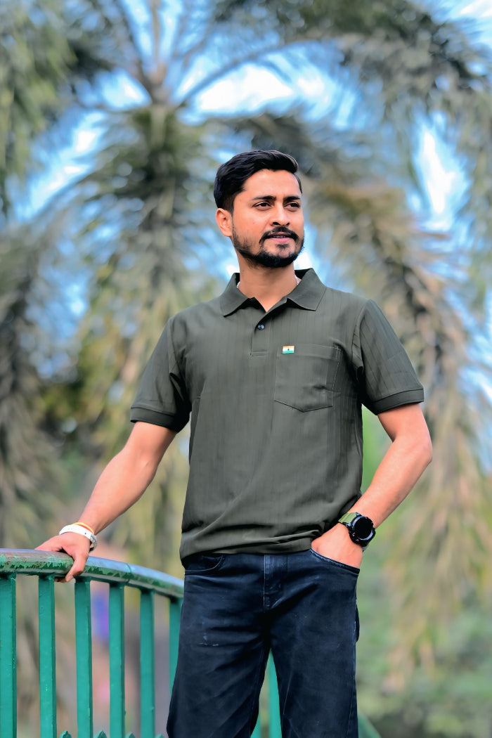 Premium Olive Half Sleeve Polo T-Shirt