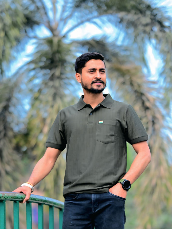Premium Olive Half Sleeve Polo T-Shirt
