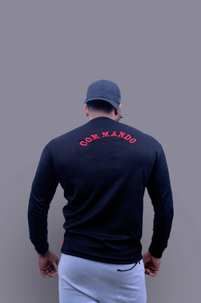 Commando Red Black F/S Tshirt with Indian Flag