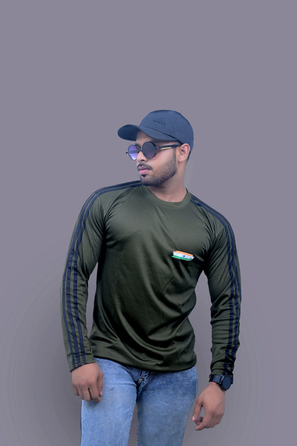 Commando Full Sleeve Print T-shirt with India Flag