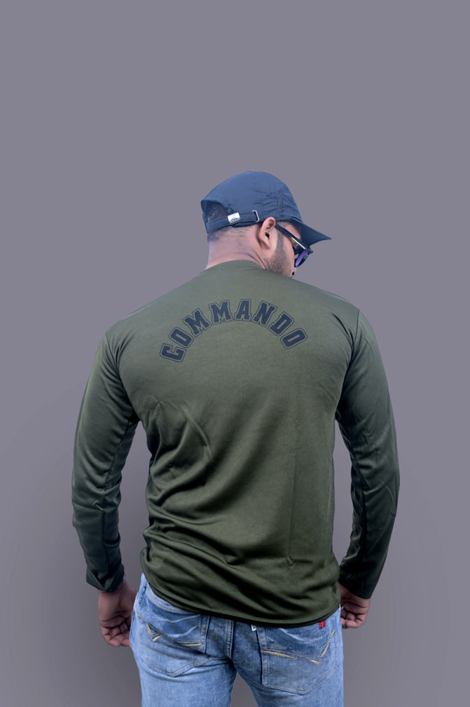 Commando Full Sleeve Print T-shirt with India Flag
