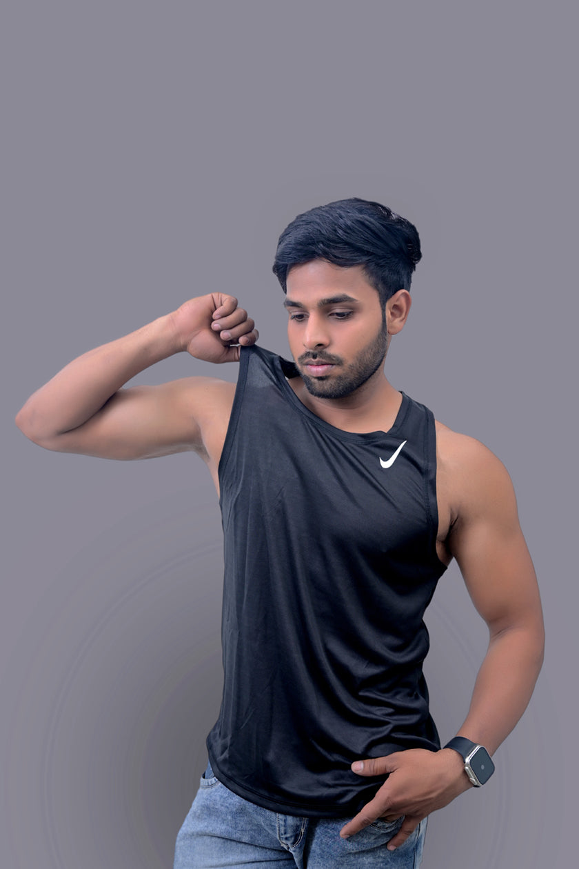 Black Gym Fitness and Sports Vest