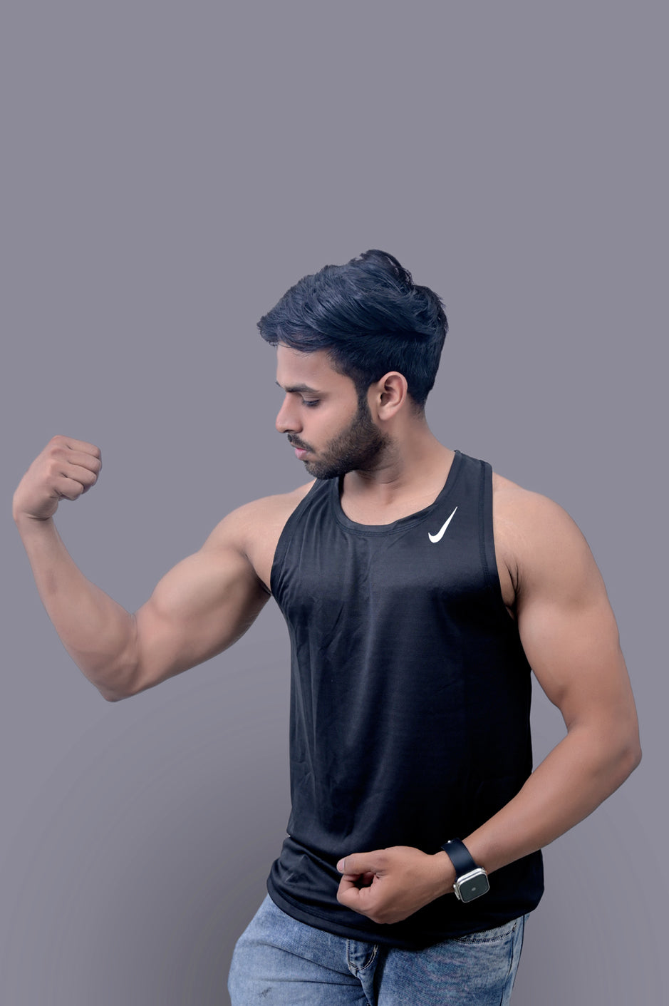 Black Gym Fitness and Sports Vest