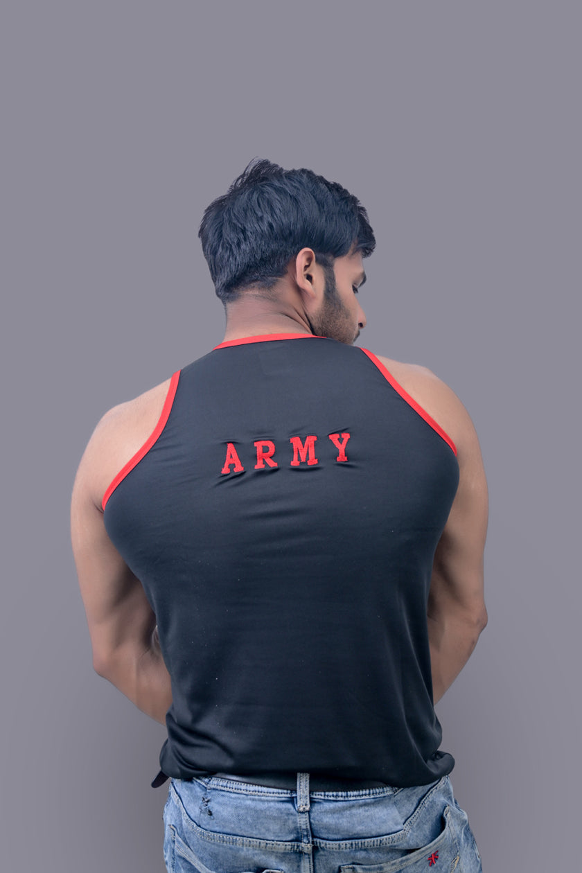 Army Red Black Sando Vest