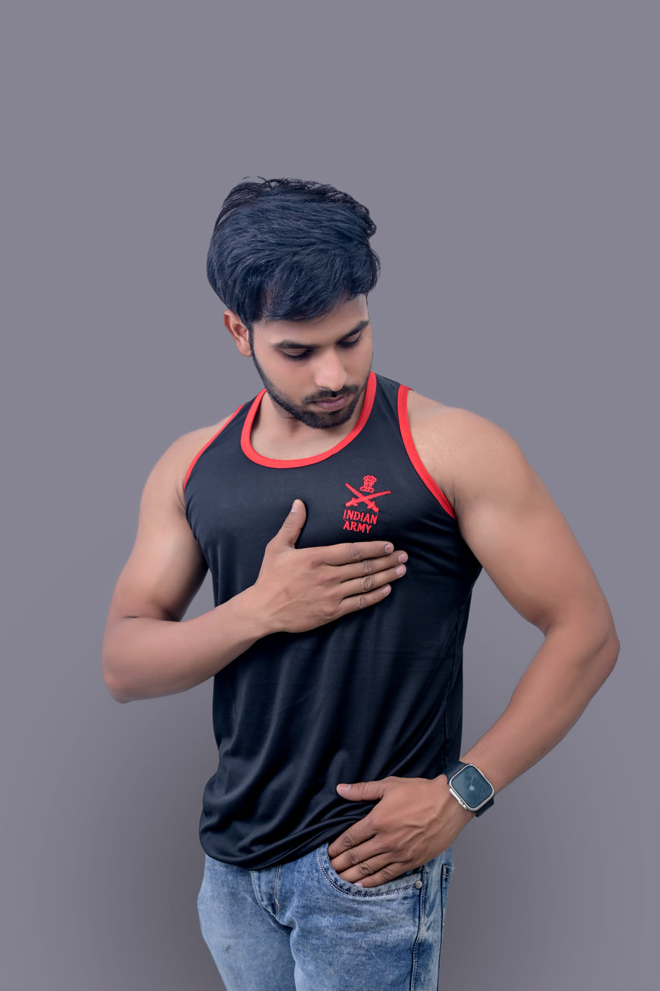Army Red Black Sando Vest