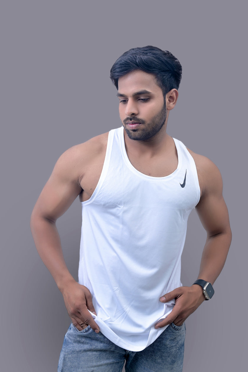 White Gym Fitness and Sports Vest