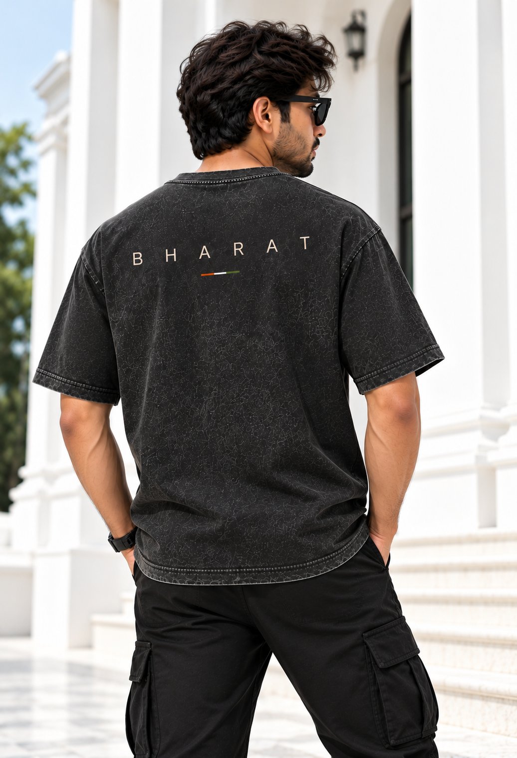 Bharat Acid Wash Black T-Shirt