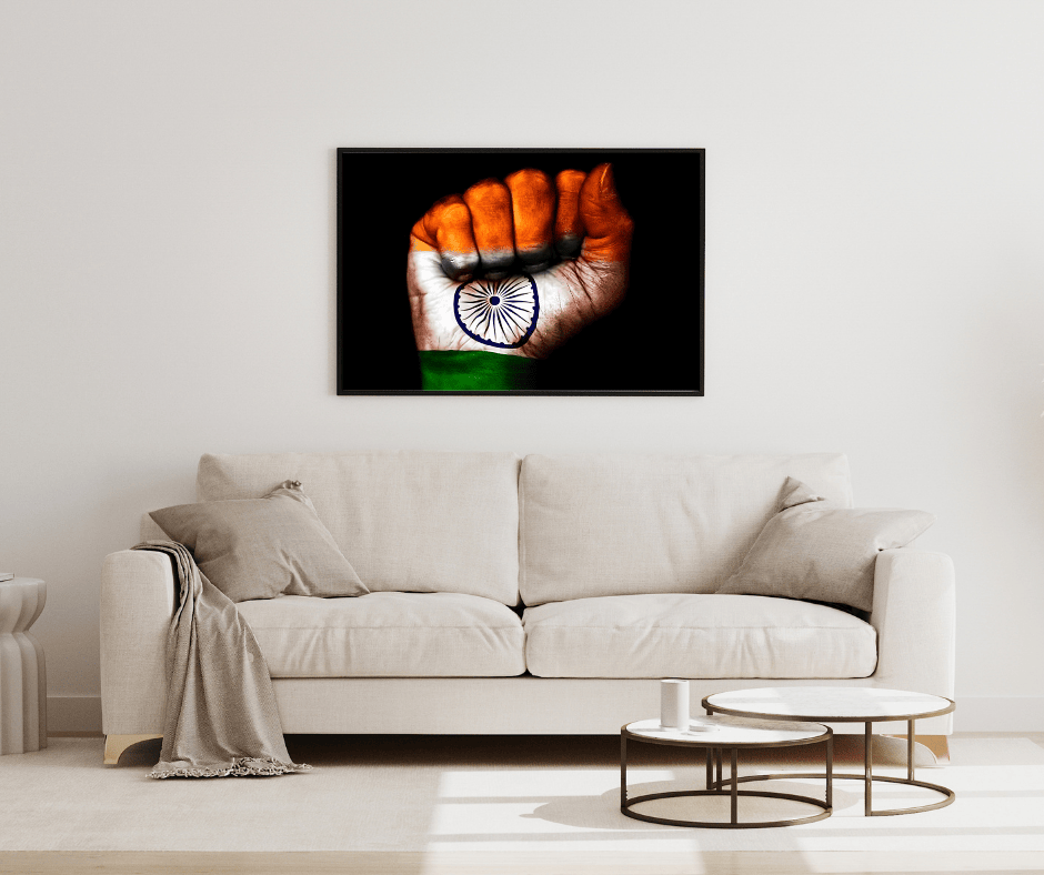 Tiranga Power Fist – Patriotic Frame