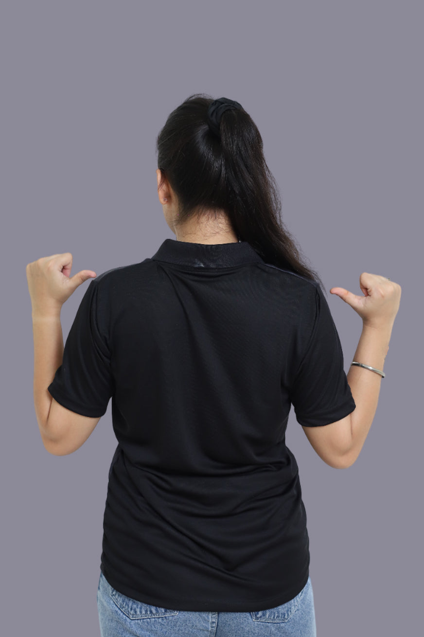 Khelo India Full Black T-Shirt for Women