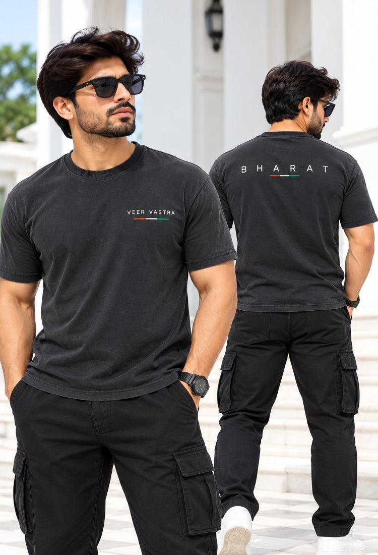 Bharat Acid Wash Black T-Shirt