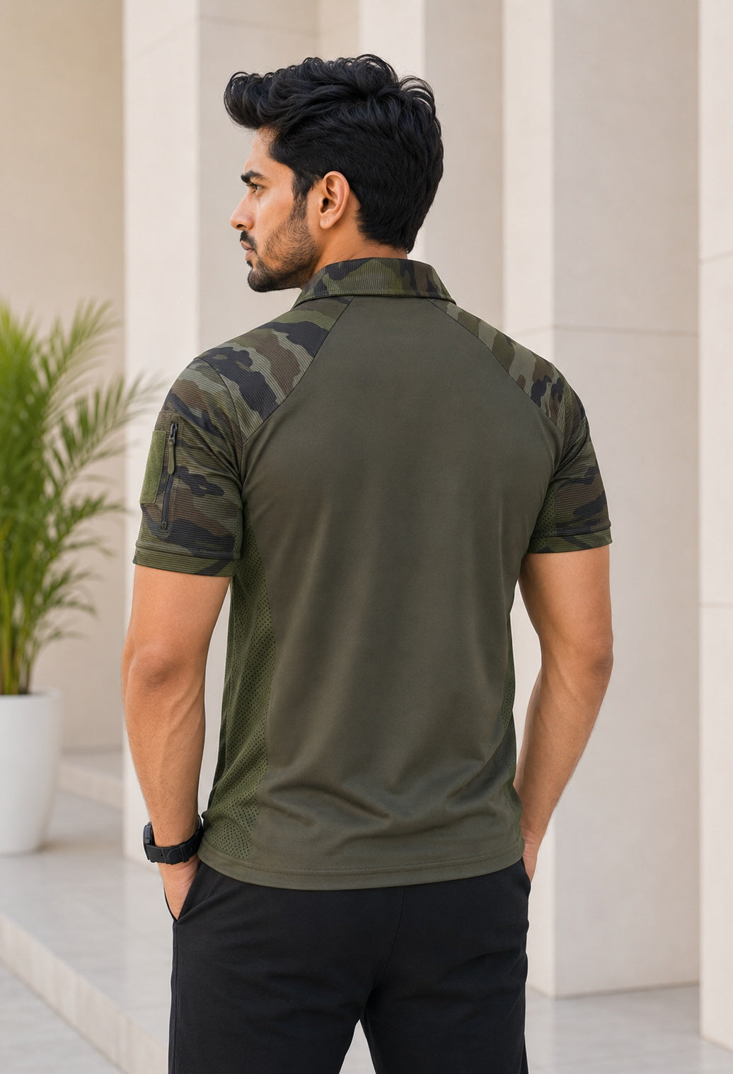 Olive Camo Tactical Half Sleeve T-Shirt