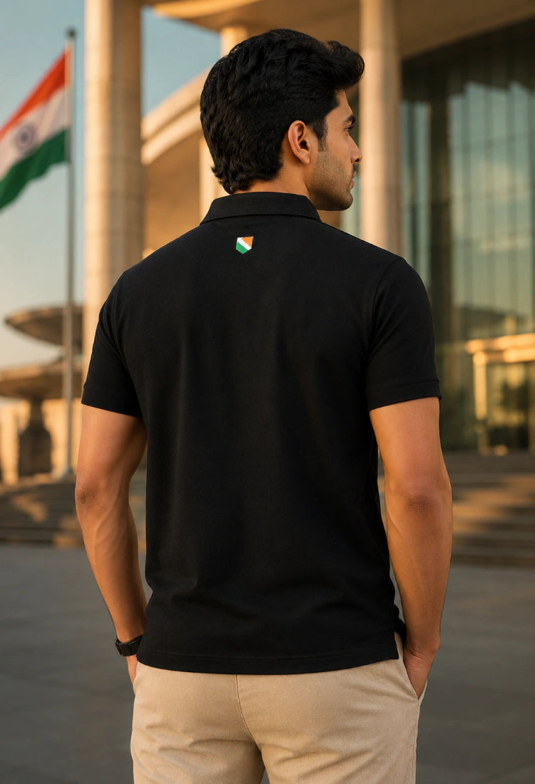 India Bharat Premium Black Polo T-Shirt