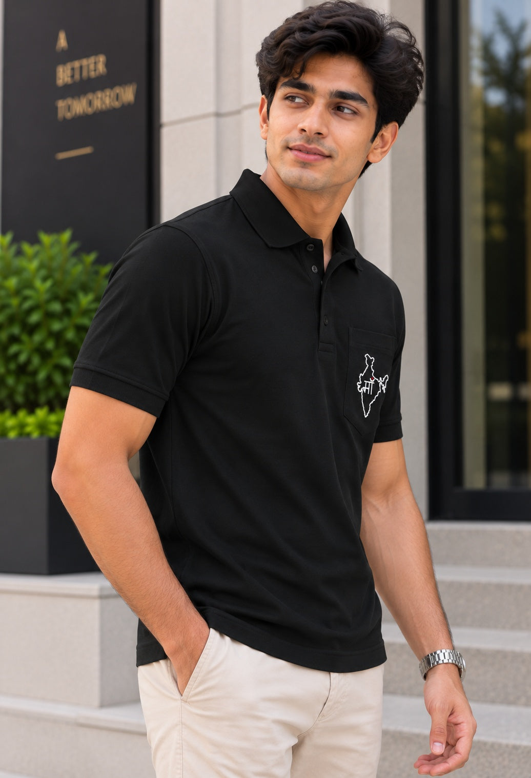 Maa Bharat Premium Black Polo T-Shirt