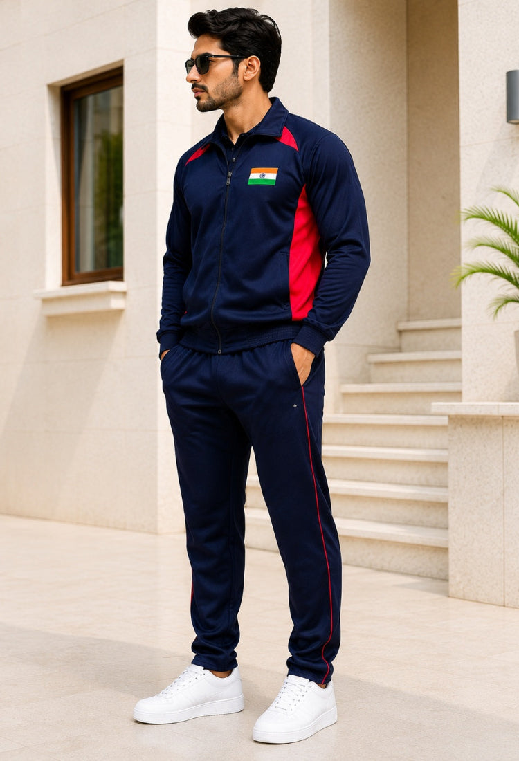 Premium Track Suit – Blue Red with Indian Flag
