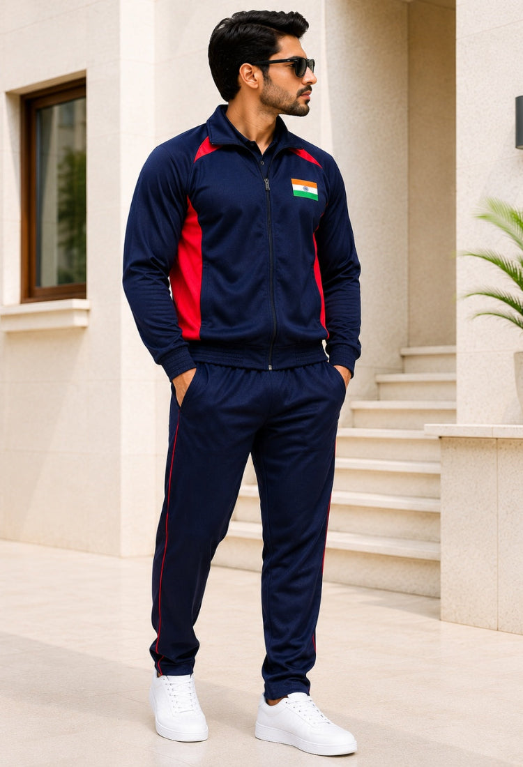 Premium Track Suit – Blue Red with Indian Flag