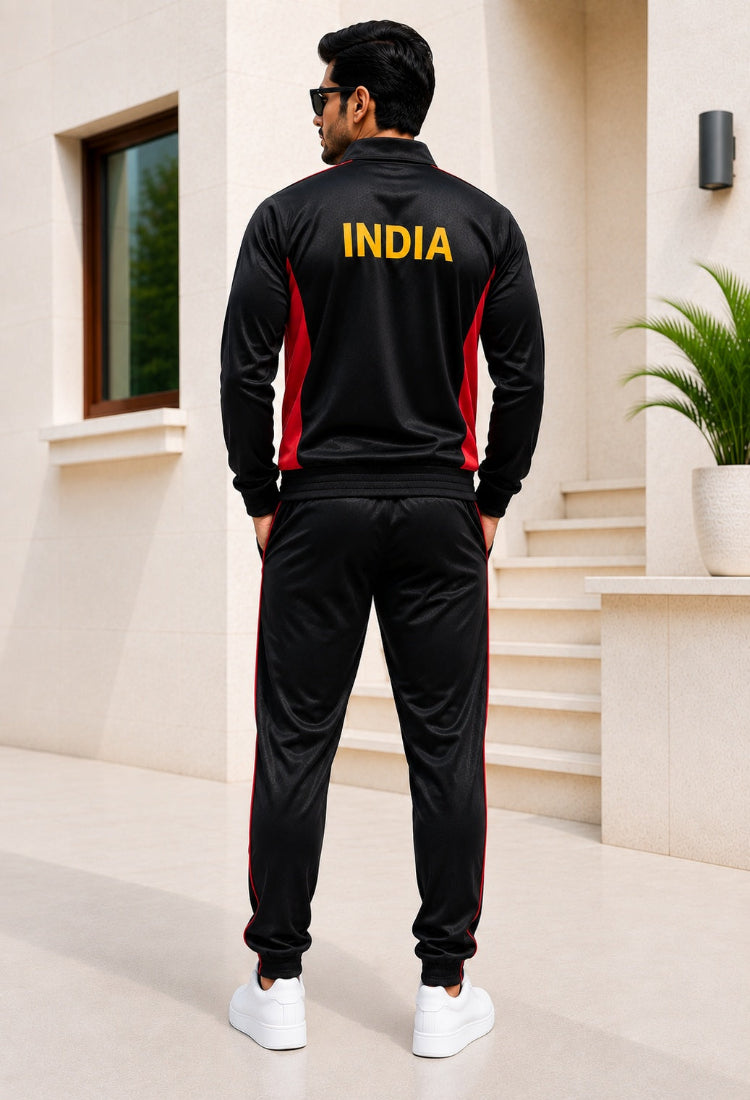 Premium Track Suit – Black Red with Indian Flag