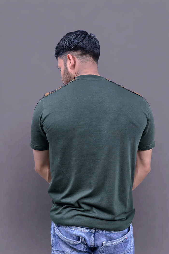 COMMANDO Half Sleeve Green Cotton T-Shirt