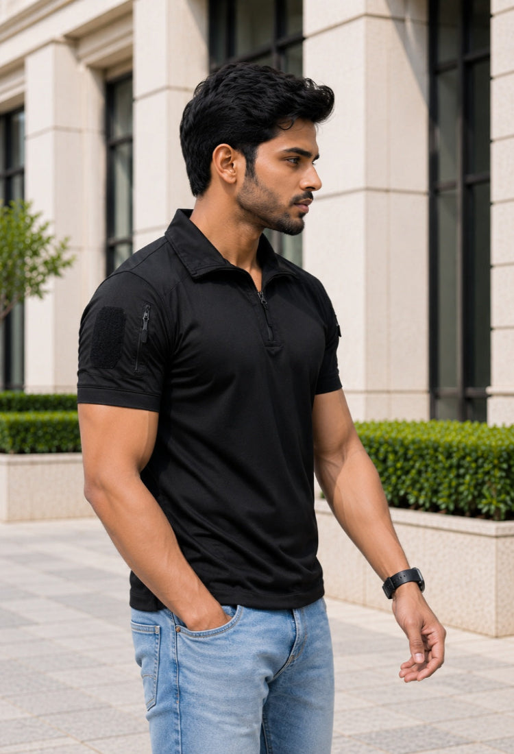 Half Sleeves Z Black Sports T-Shirts