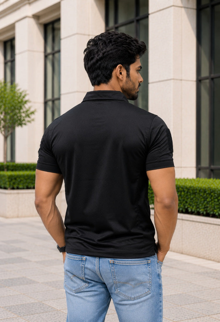Half Sleeves Z Black Sports T-Shirts