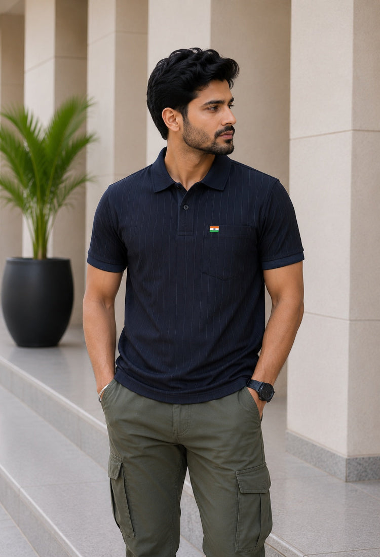 Premium Navy Blue Half Sleeve Polo T-Shirt