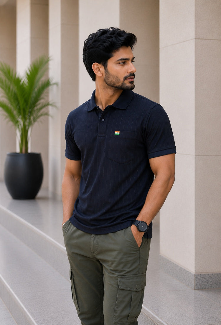 Premium Navy Blue Half Sleeve Polo T-Shirt