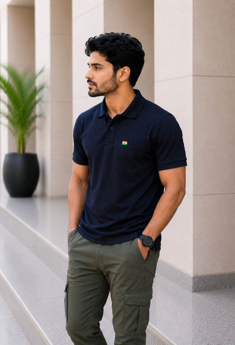 Premium Navy Blue Half Sleeve Polo T-Shirt